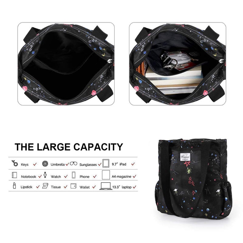 KAMO Floral Tote Bag - Waterproof Lightweight Handbags Travel Shoulder Bag for Hiking Yoga Gym Swimming Travel Beach - Image 5